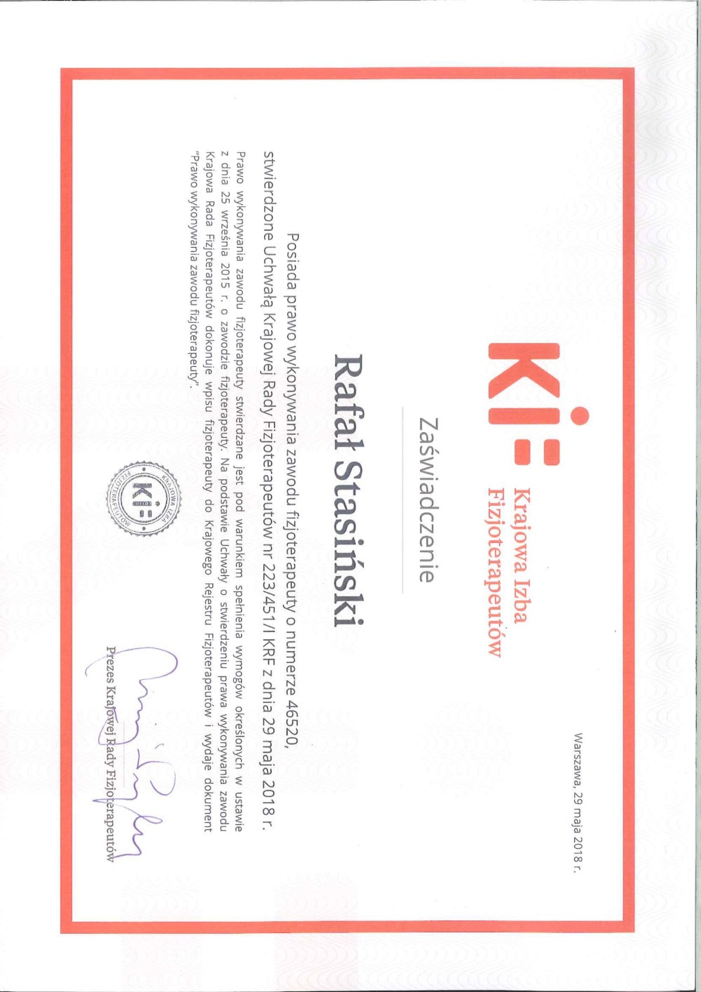 certyfikat-fizjoterapeuta